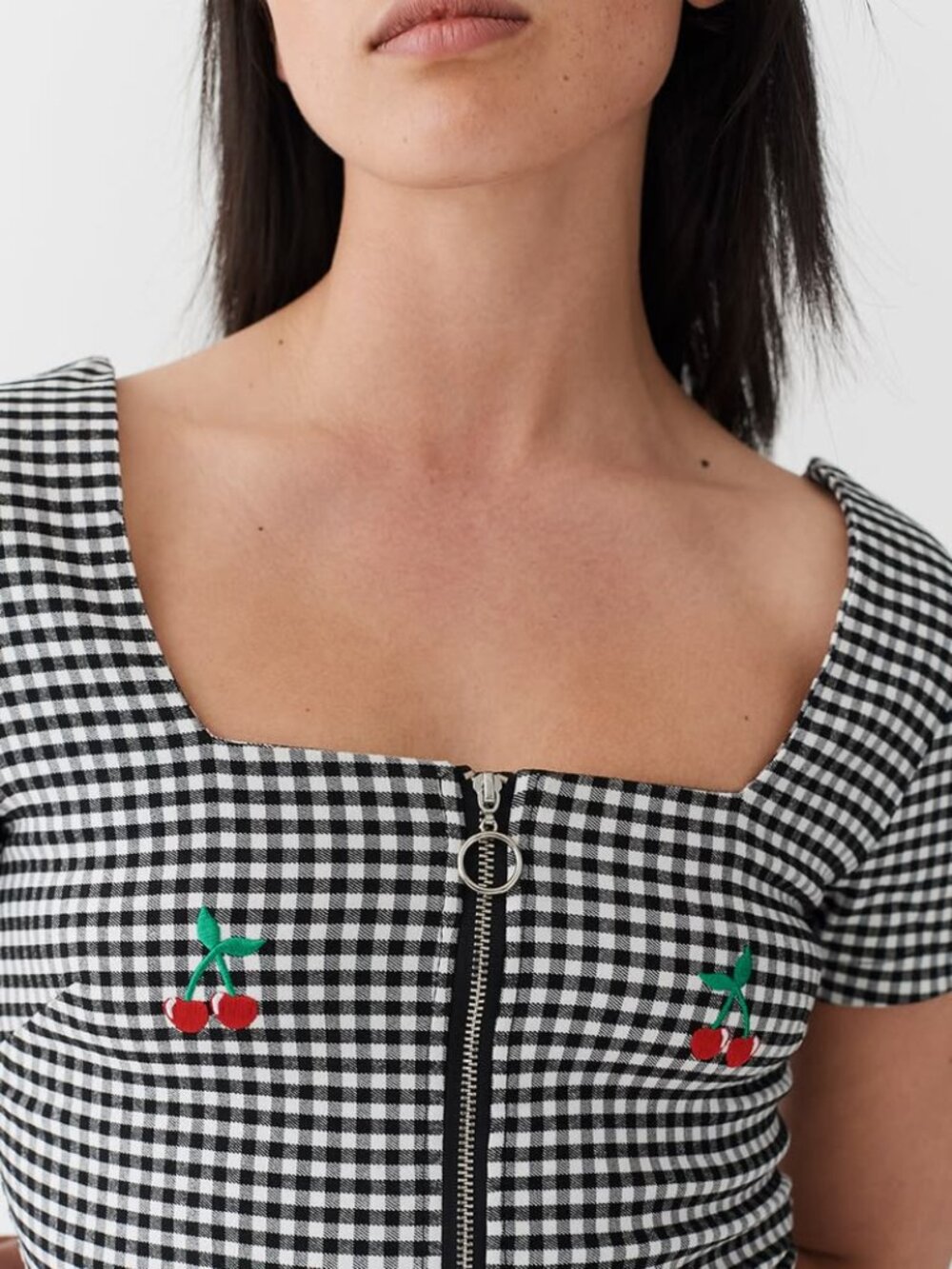 LAZY OAF Cherry Boob gingham retro crop top - Picture 3 of 10